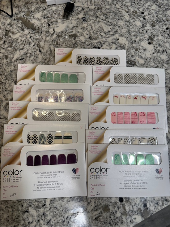 Color Street Other - Color Street Mint Green, Pink, Purple & Black Accent Nail Strips by Color Street